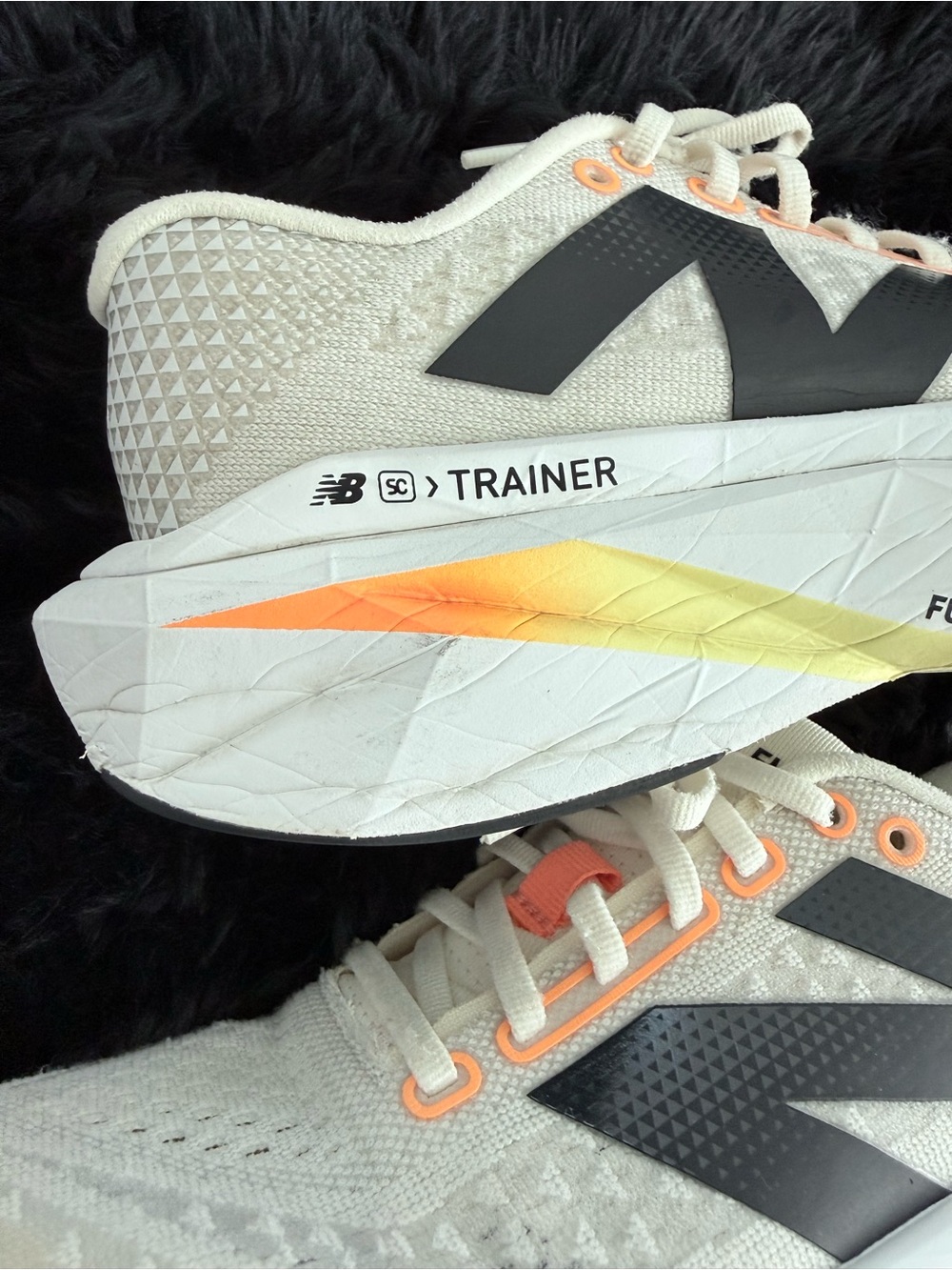 New Balance White and Gray Trainers with Orange & Yellow Midsole Accent - Picture 4 of 12